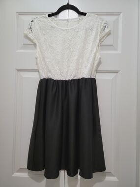 Black & White Lace Top Fit & Flare Dress